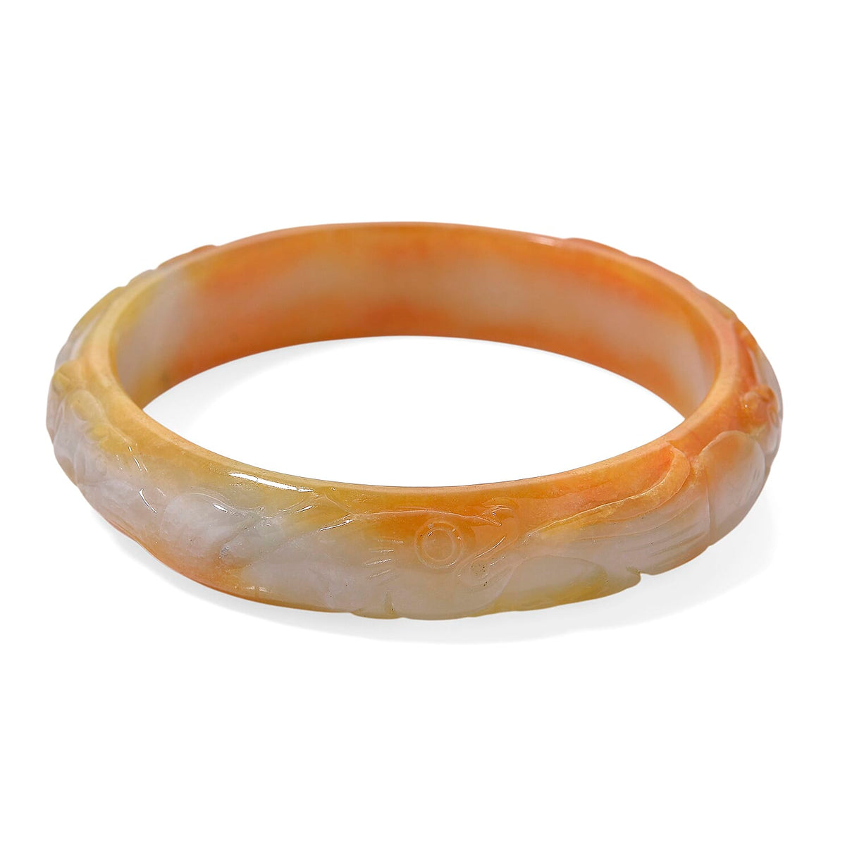 Carved Bi Colour Jade Stone Bangle (Size 7.5) 220.00 Ct. 8206891 0