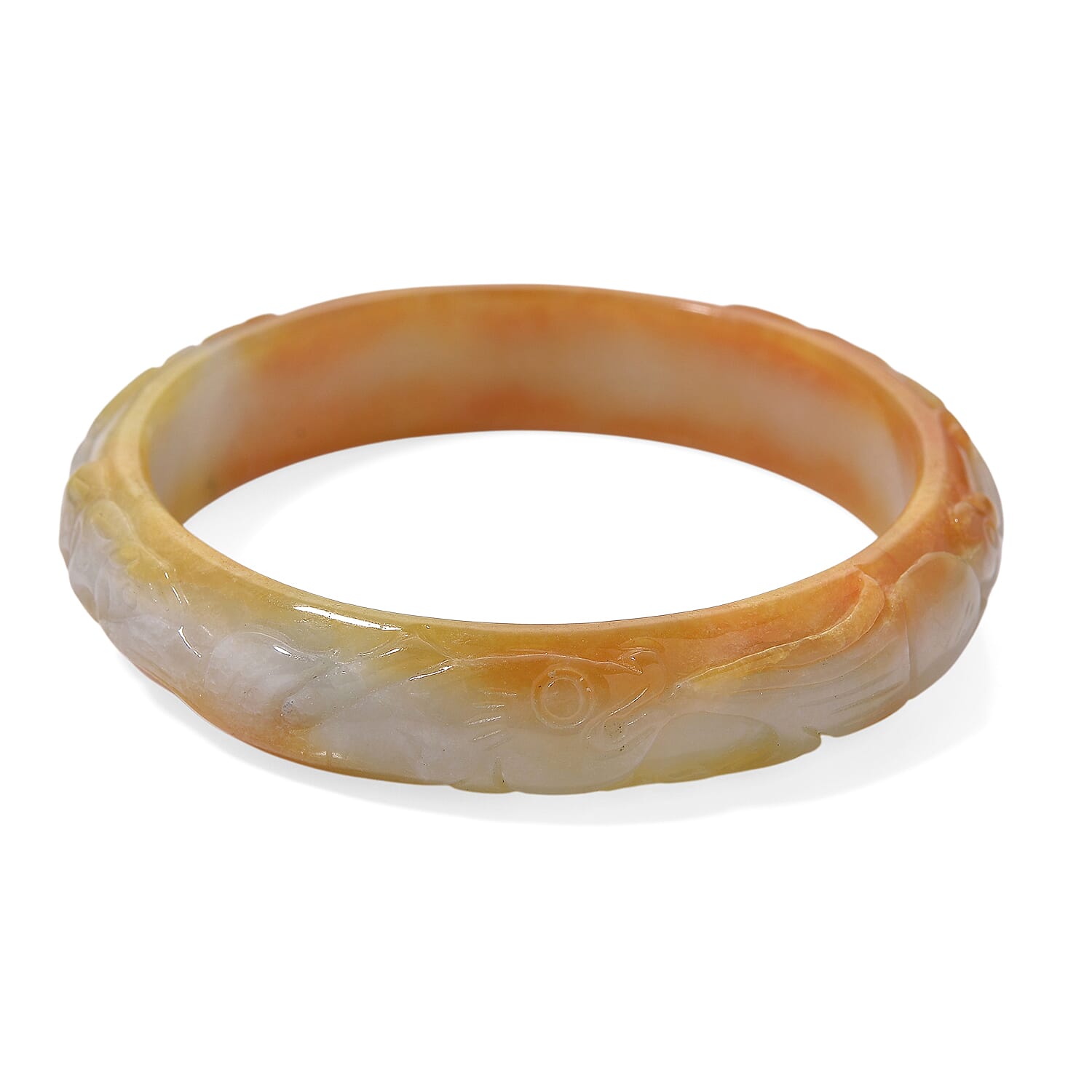 Carved Bi Colour Jade Stone Bangle (Size 7.5) 220.00 Ct. 8206891 0