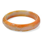 Extremely Rare -  Bi Colour White & Honey Jadeite Hand Carved Bangle (Size 8) 260.00 Ct.