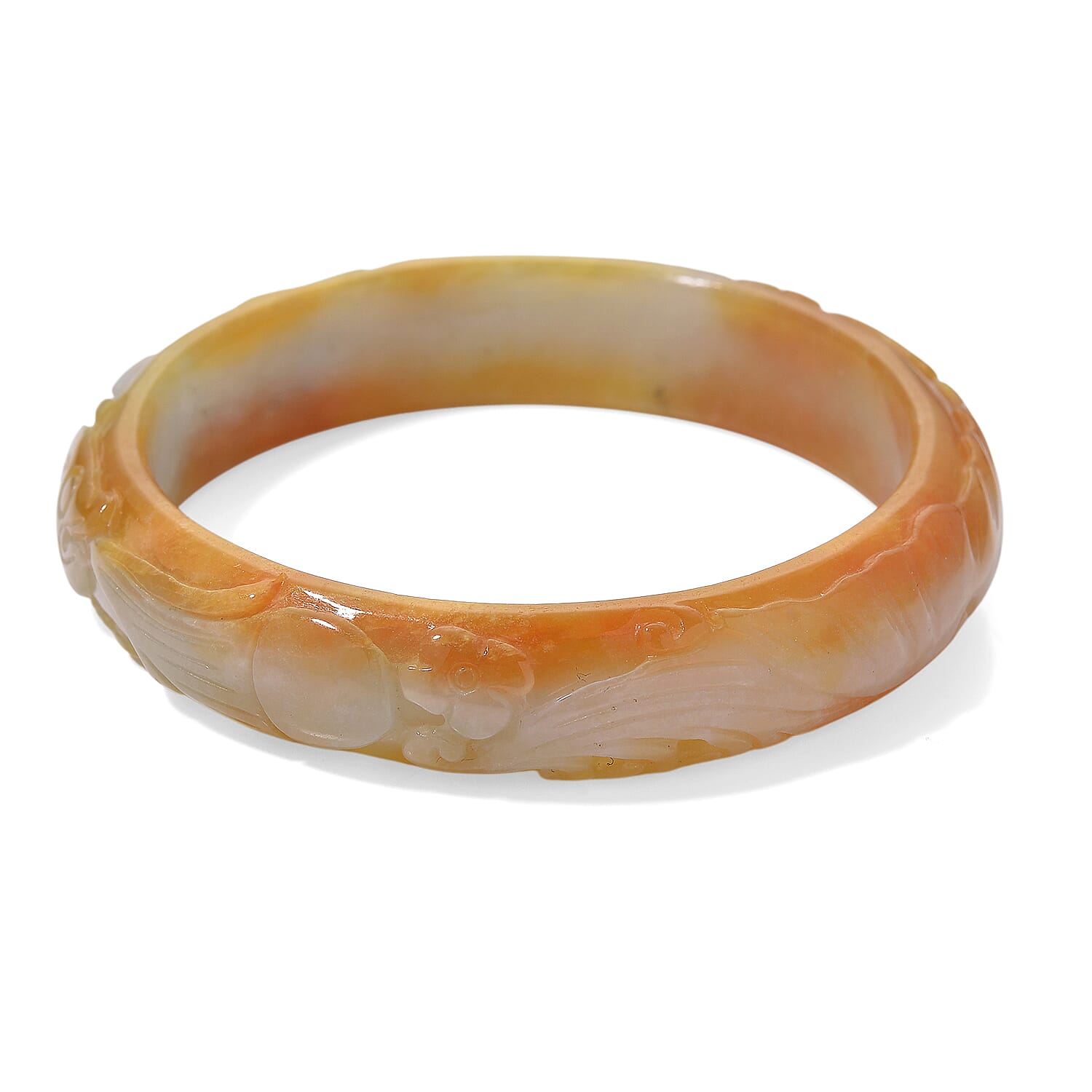 Carved Bi Colour Jade Stone Bangle (Size 7.5) 220.00 Ct. 8206891 3