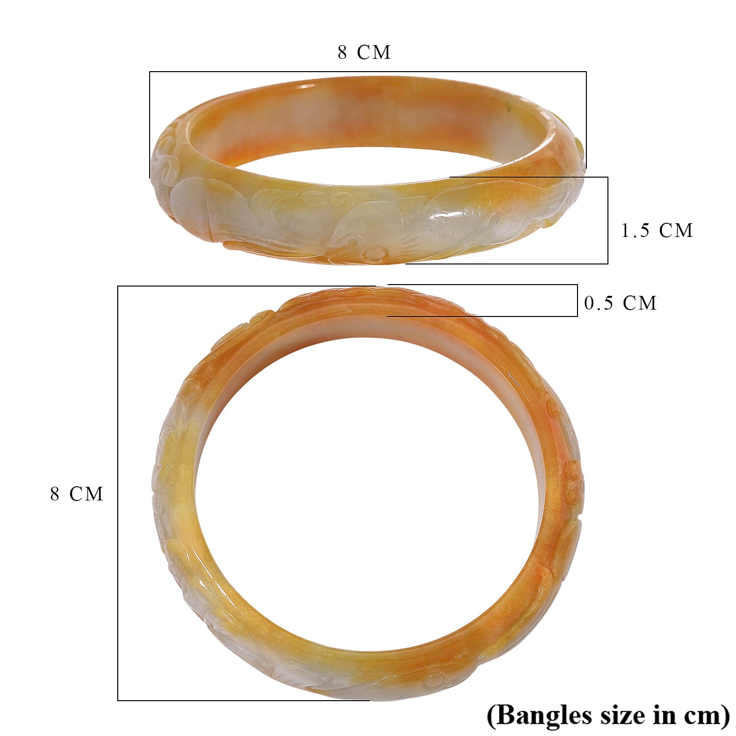 Carved Bi Colour Jade Stone Bangle (Size 7.5) 220.00 Ct. 8206891 5