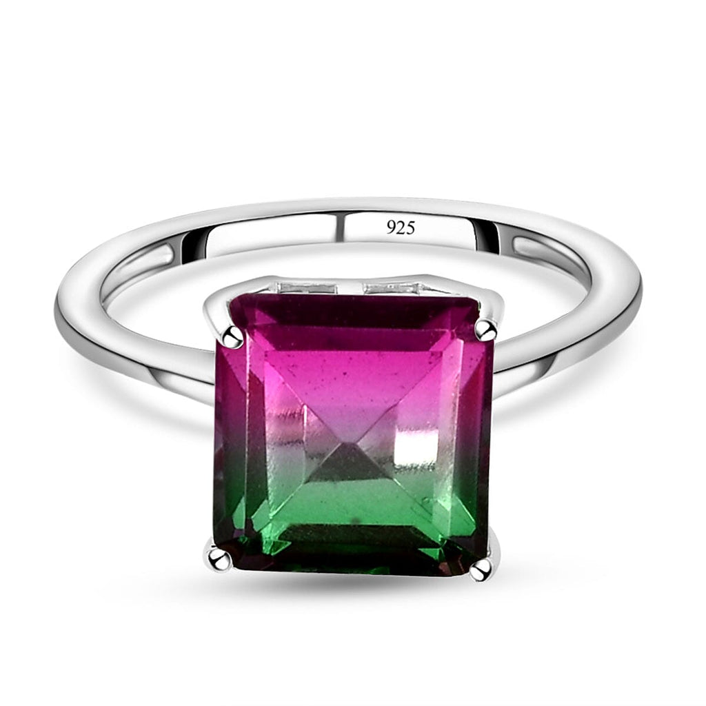 Bi-Colour Quartz Solitaire Ring in Sterling Silver 4.34 Ct.