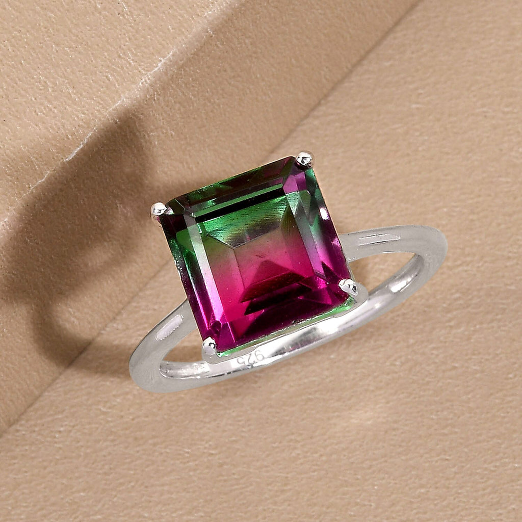 Bi-Colour Quartz Solitaire Ring in Sterling Silver 4.34 Ct.