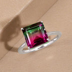 Bi-Colour Quartz Solitaire Ring in Sterling Silver 4.34 Ct.