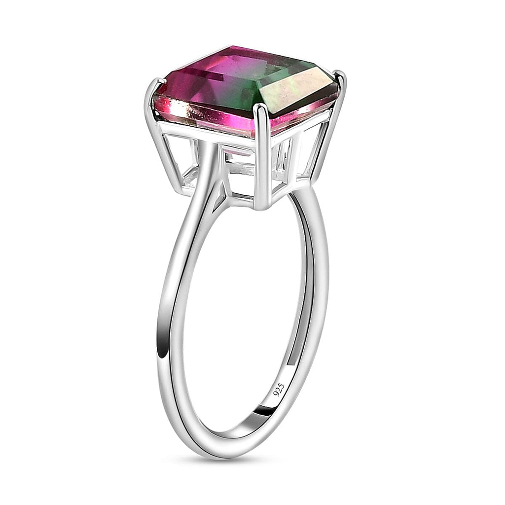Bi-Colour Quartz Solitaire Ring in Sterling Silver 4.34 Ct.