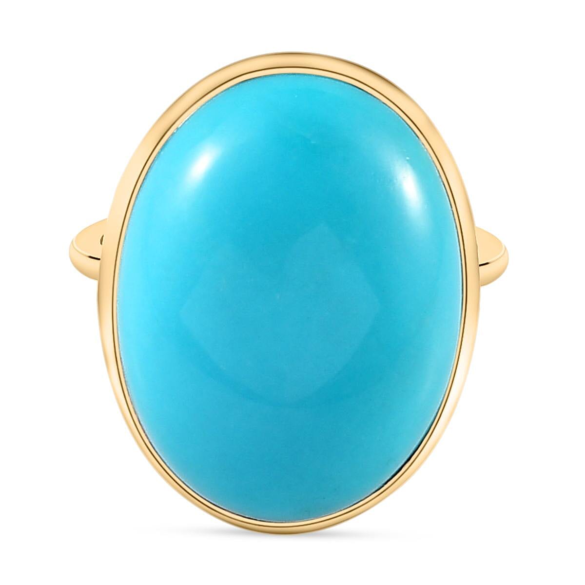 Big Size 14 Ct AA  Sleeping Beauty Turquoise  Solitaire Ring in 9K Yellow Gold 8914711 0