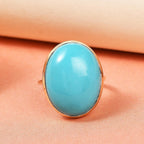 9K Yellow Gold AAA  Arizona Sleeping Beauty Turquoise Solitaire Ring 12.30 Ct.