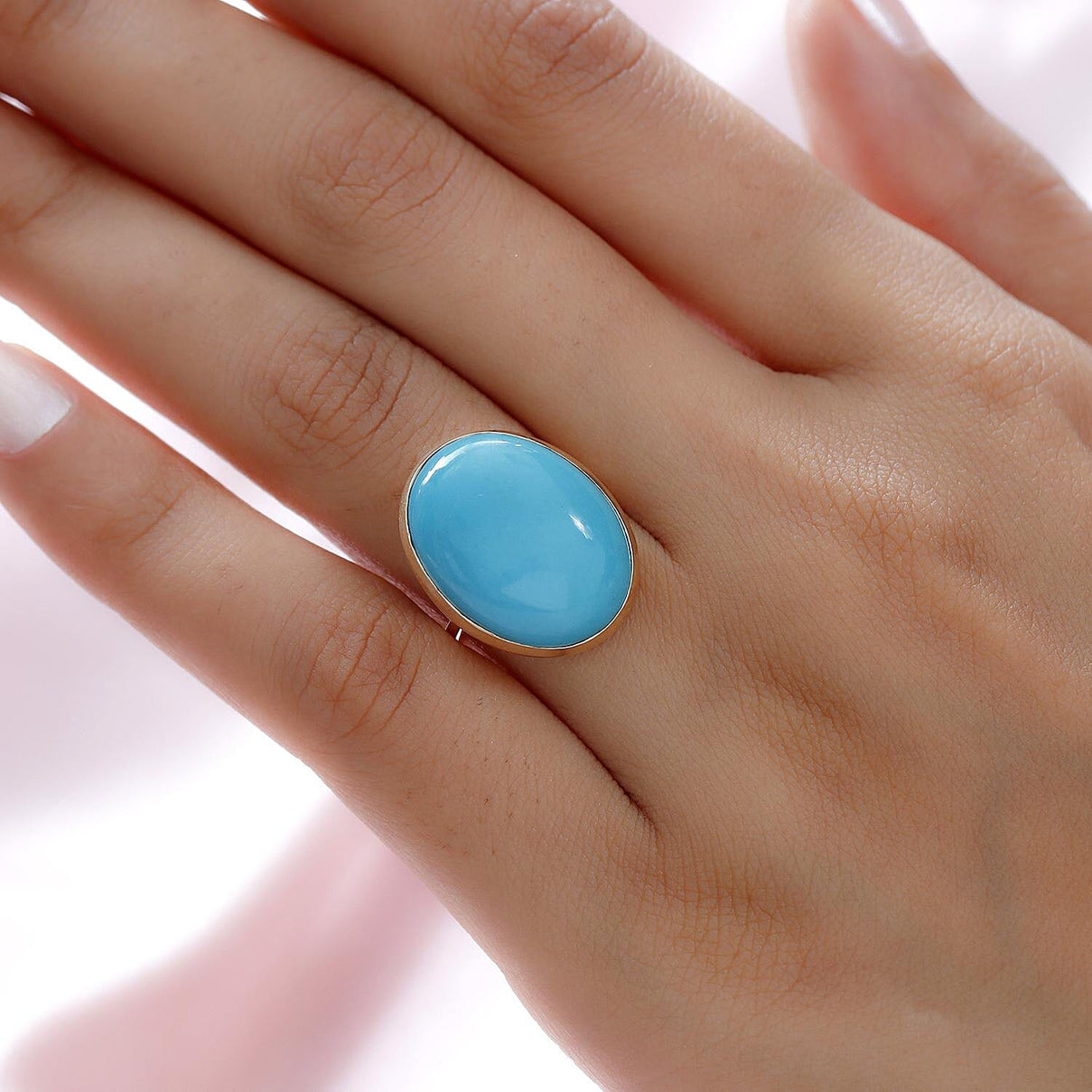 Big Size 14 Ct AA  Sleeping Beauty Turquoise  Solitaire Ring in 9K Yellow Gold 8914711 3