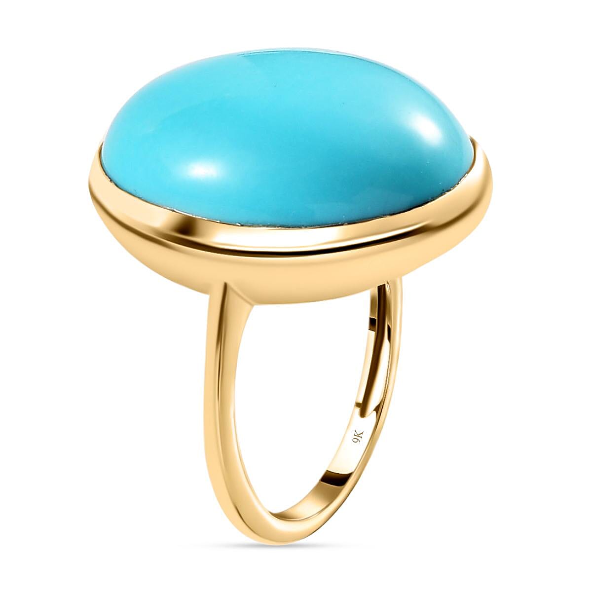 Big Size 14 Ct AA  Sleeping Beauty Turquoise  Solitaire Ring in 9K Yellow Gold 8914711 4