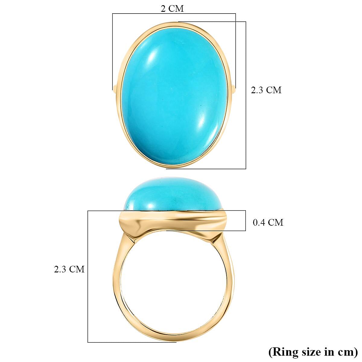 Big Size 14 Ct AA  Sleeping Beauty Turquoise  Solitaire Ring in 9K Yellow Gold 8914711 6