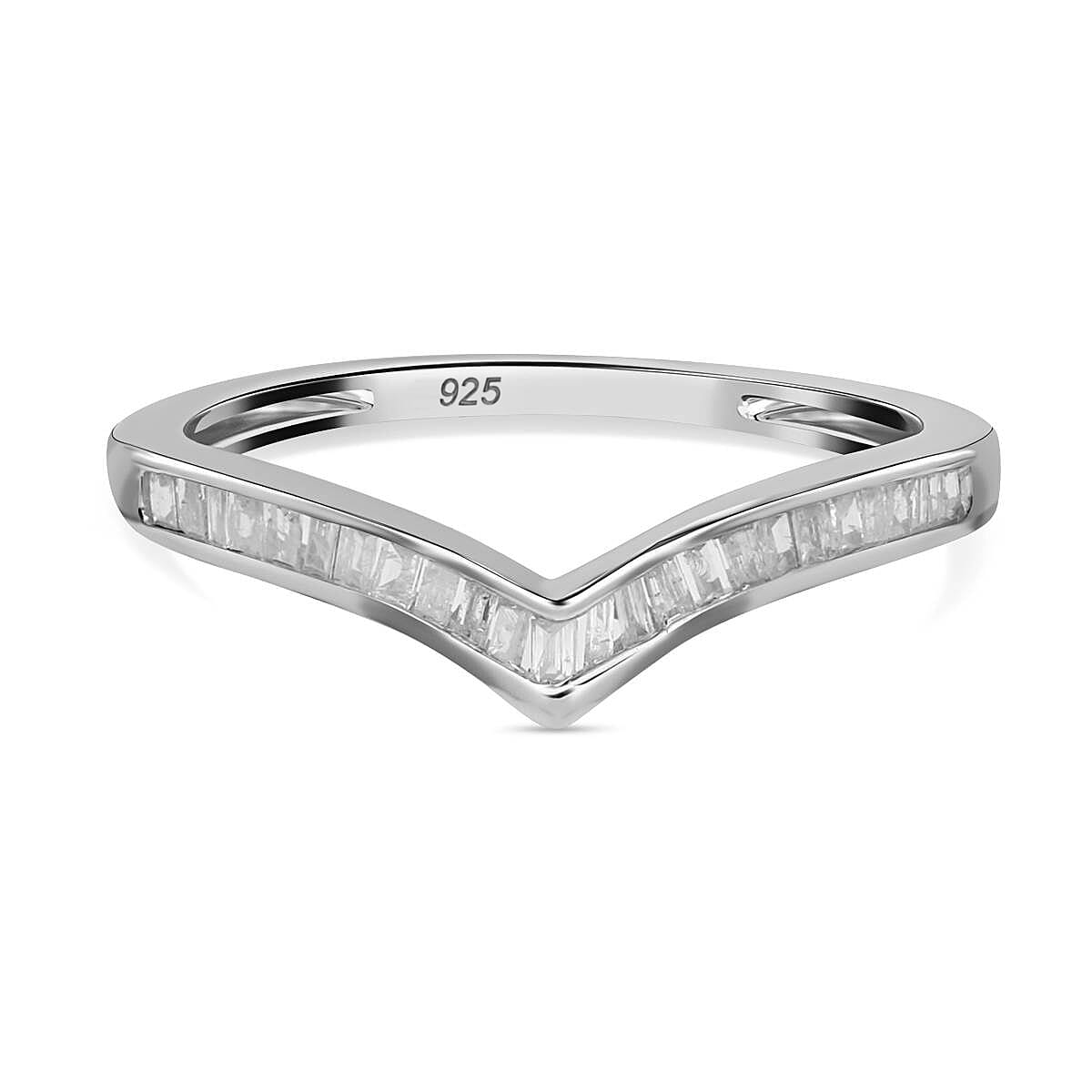 Natural White Diamond Wishbone Ring in Platinum Overlay Sterling Silver 7806428 0