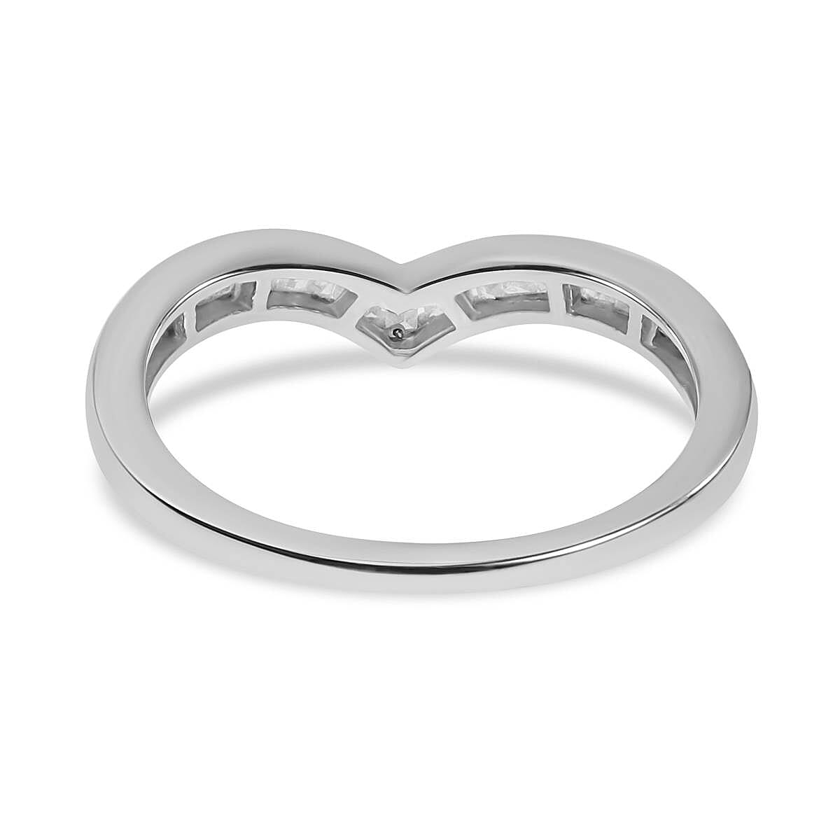 Natural White Diamond Wishbone Ring in Platinum Overlay Sterling Silver 7806428 4