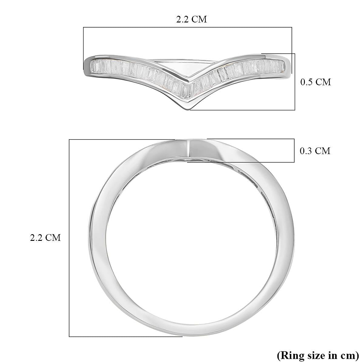 Natural White Diamond Wishbone Ring in Platinum Overlay Sterling Silver 7806428 5
