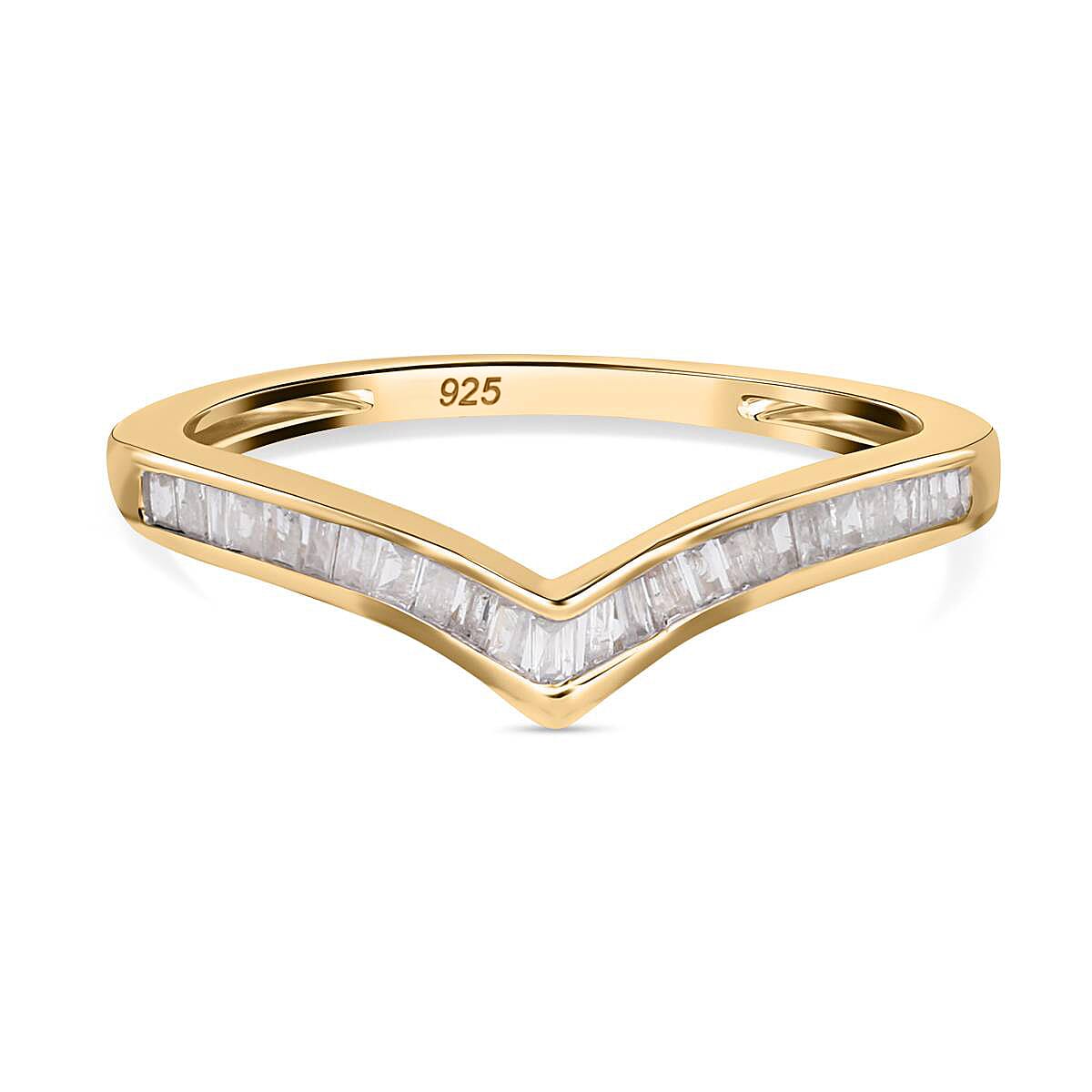 Biggest Closeout Diamond Offer 2024 - Designer Inspired Wishbone Natural White Diamond Ring in 18K Gold Vermeil Plated Sterling Silver 7806442 0