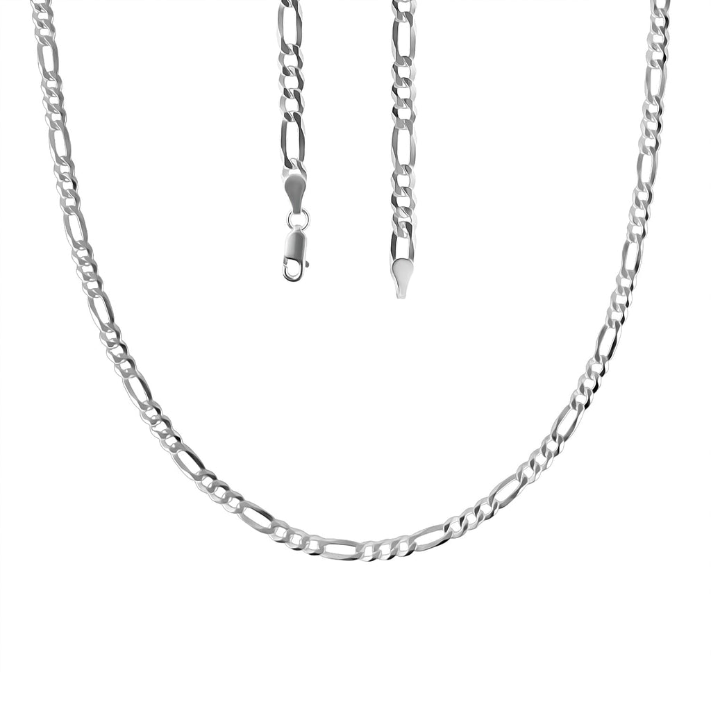 Biggest  Closeout -Mirror Finish Figaro Necklace in Silver (Size - 24)