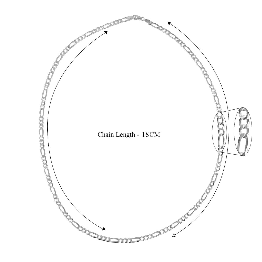 Biggest  Closeout -Mirror Finish Figaro Necklace in Silver (Size - 24)