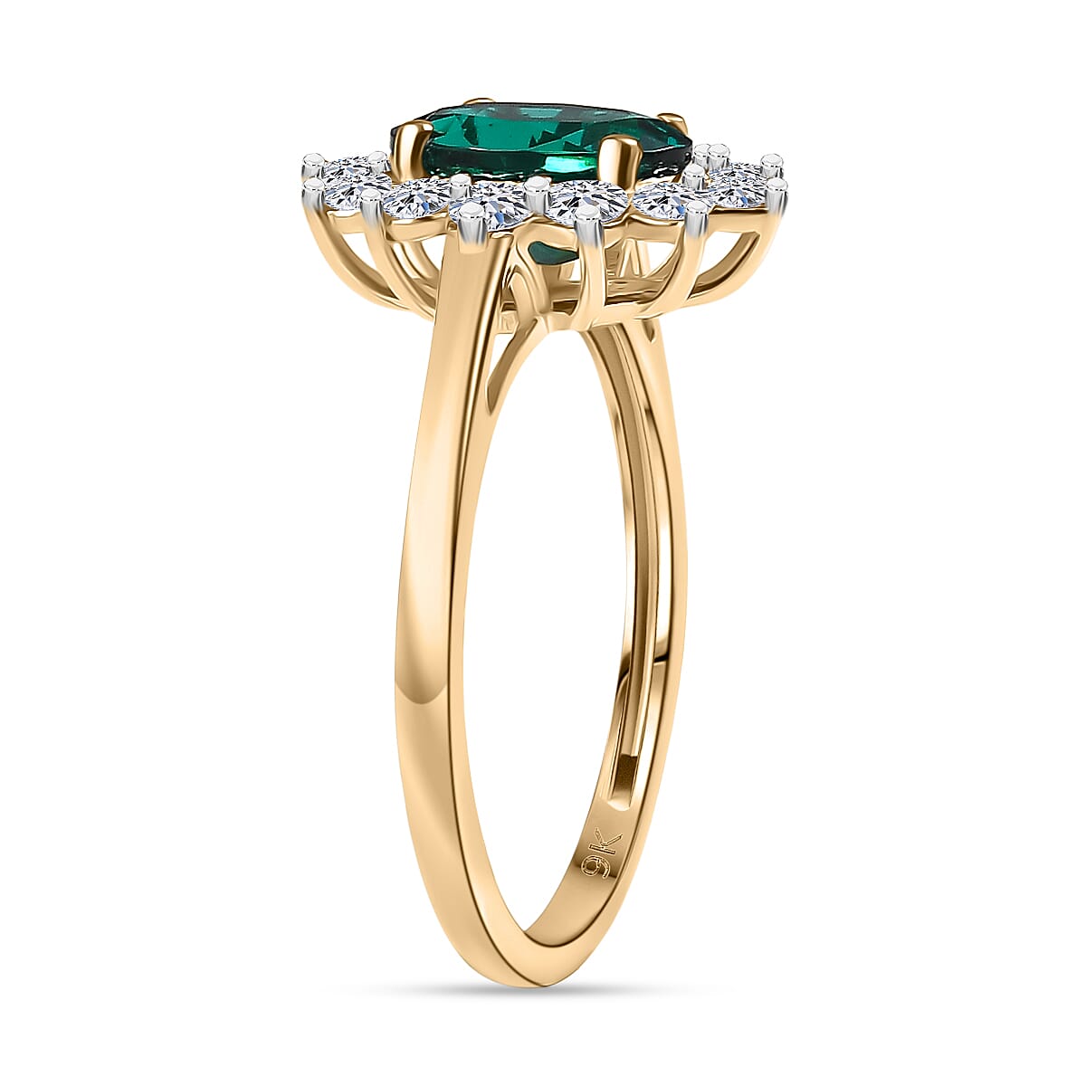 LUXURIANT 1.72 Ct. AAA Lab Grown Emerald, Lab Grown Diamond Halo Ring in 9K Yellow Gold (VS-EF) 8263305 3