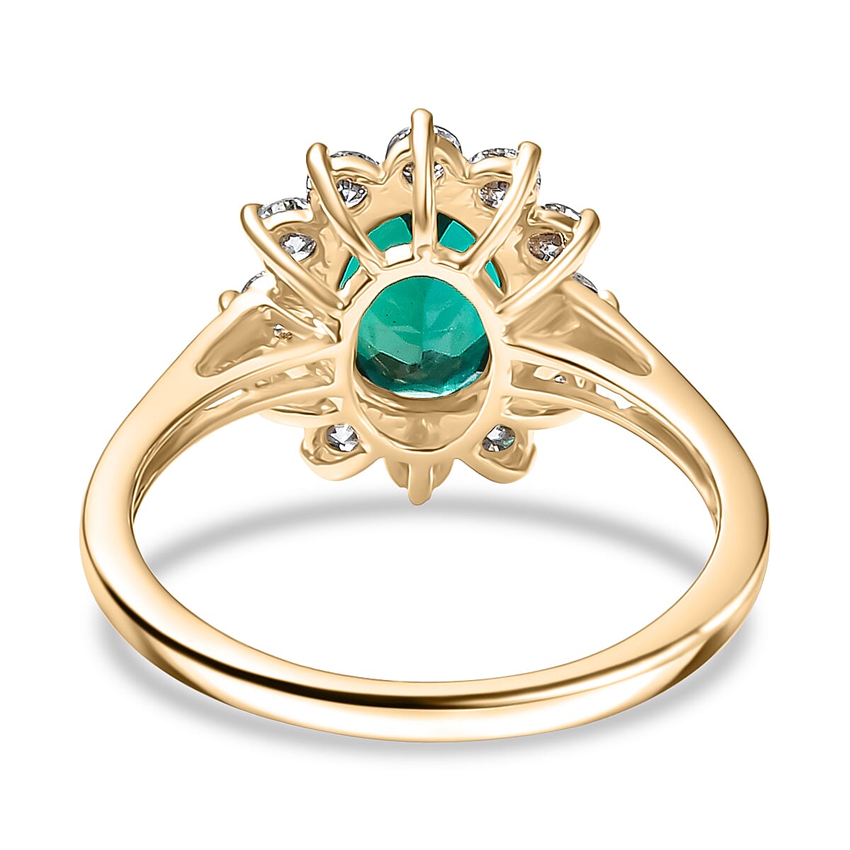 LUXURIANT 1.72 Ct. AAA Lab Grown Emerald, Lab Grown Diamond Halo Ring in 9K Yellow Gold (VS-EF) 8263305 4