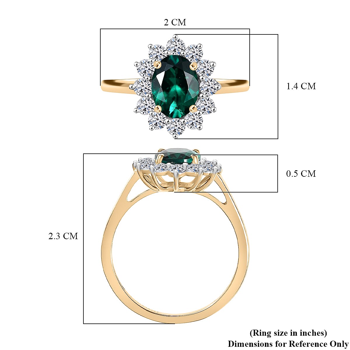 LUXURIANT 1.72 Ct. AAA Lab Grown Emerald, Lab Grown Diamond Halo Ring in 9K Yellow Gold (VS-EF) 8263305 5