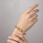 Royal Bali Collection  - 9K Yellow Gold Enameled Panther Bangle (Size 7.5), Gold Wt. 8.50 Gms.