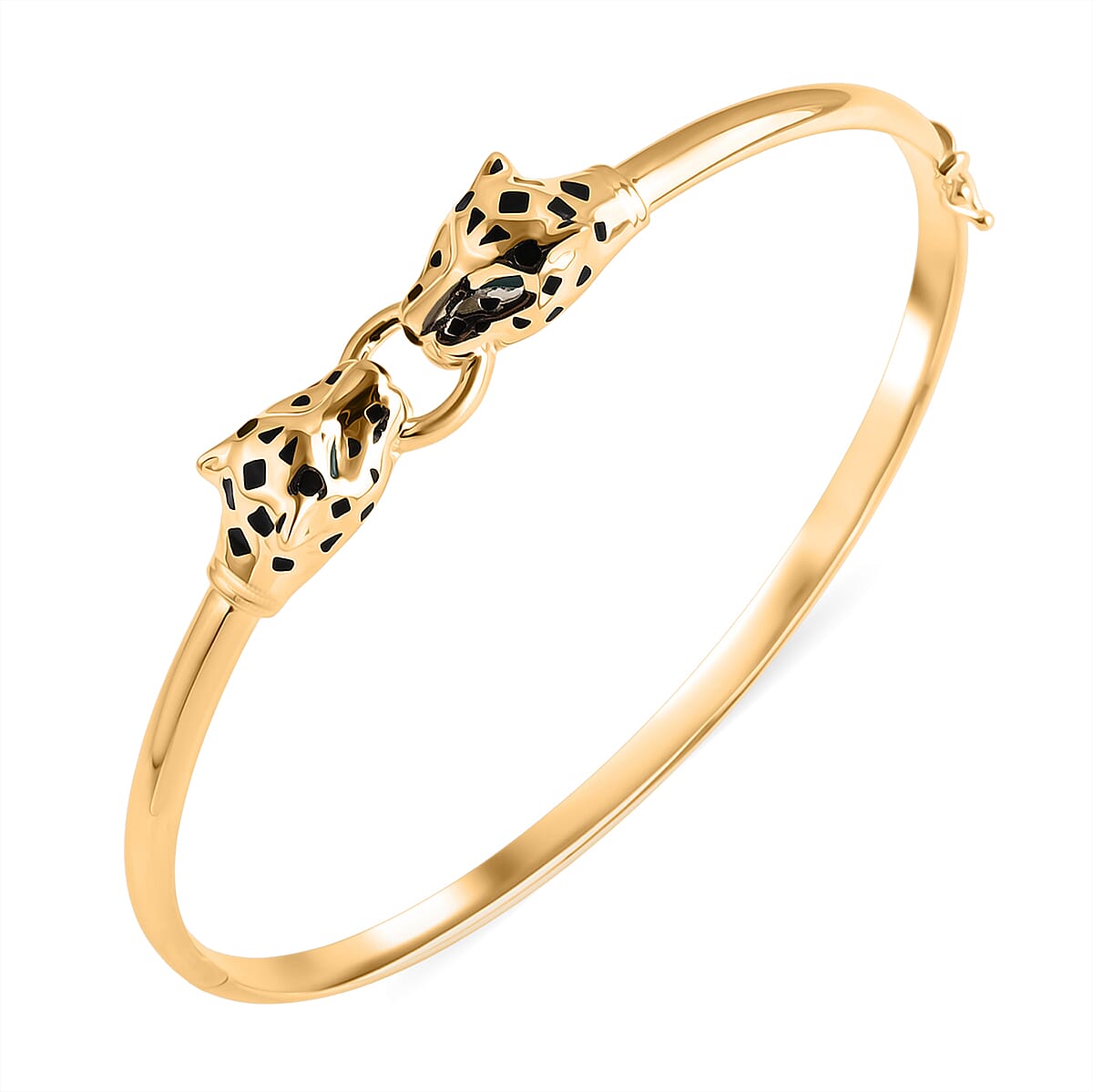 Designer Inspired Close Out - 9K Yellow Gold Enamelled Panther Bangle 7.5 Inch 8302694 4