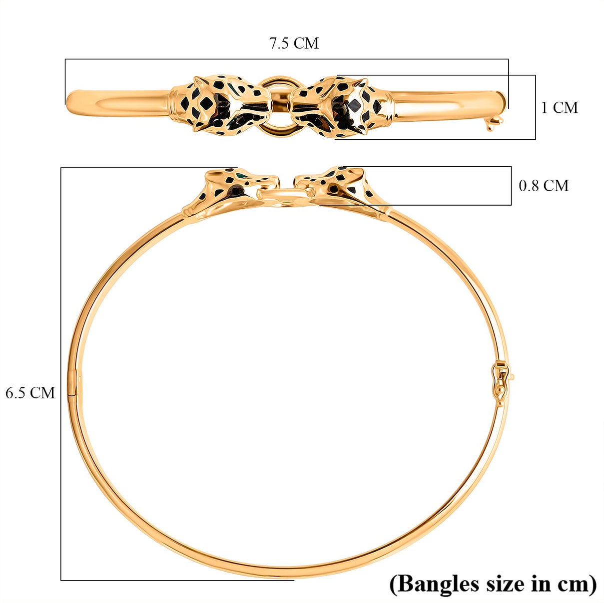 Designer Inspired Close Out - 9K Yellow Gold Enamelled Panther Bangle 7.5 Inch 8302694 7