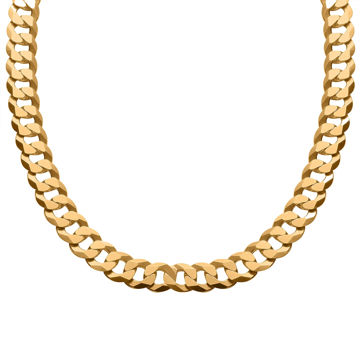 Biggest Silver Deal of 2024 - Italian Made Yellow Gold Plated Sterling Silver Flat Curb Necklace (Size - 20) With Lobster Clasp, Silver Wt. 55.70 Gms. 7969435 2