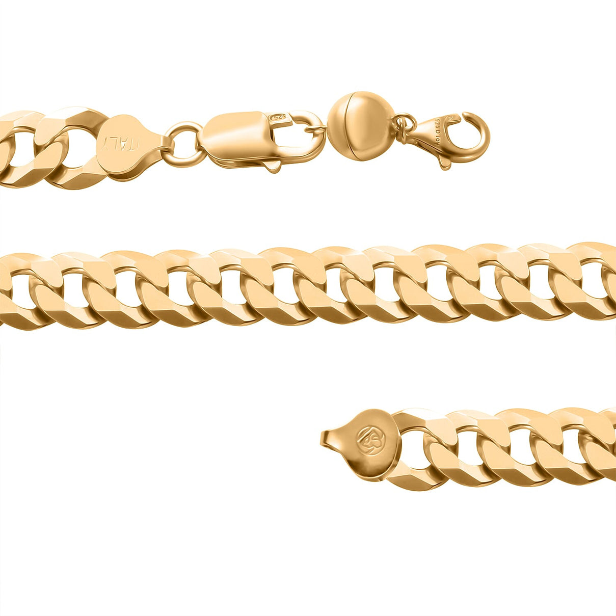Biggest Silver Deal of 2024 - Italian Made Yellow Gold Plated Sterling Silver Flat Curb Necklace (Size - 20) With Lobster Clasp, Silver Wt. 55.70 Gms. 7969435 3