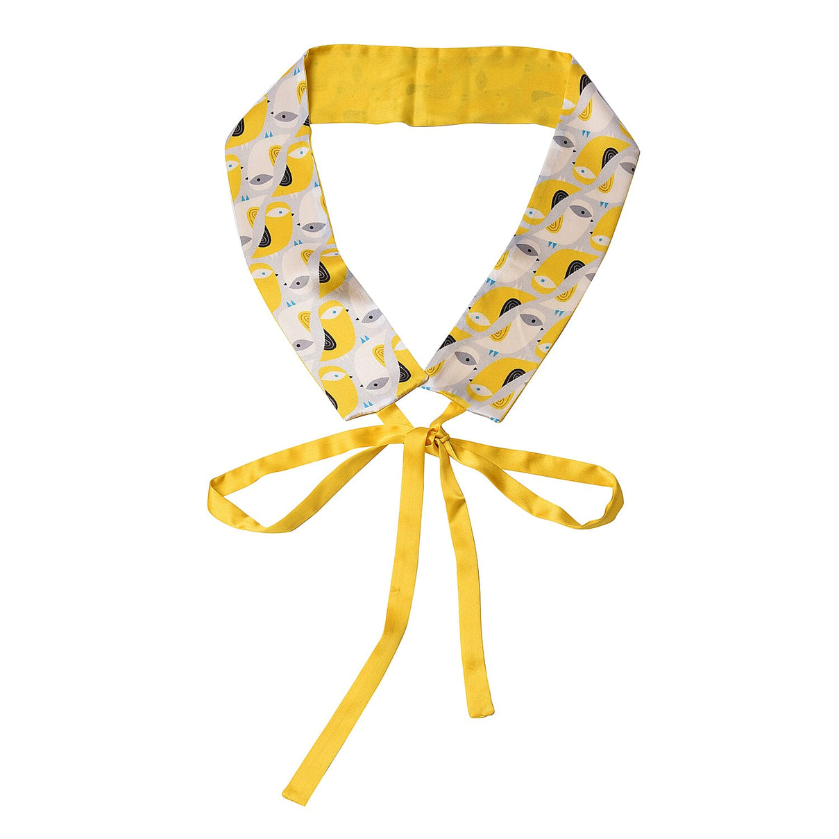Bird Pattern 100% Mulberry Silk Satin Belt (Size 260 Cm) - Yellow 3650559 0