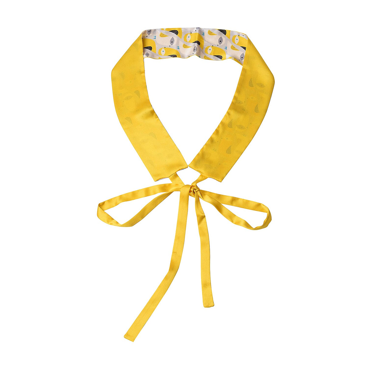 Bird Pattern 100% Mulberry Silk Satin Belt (Size 260 Cm) - Yellow 3650559 3