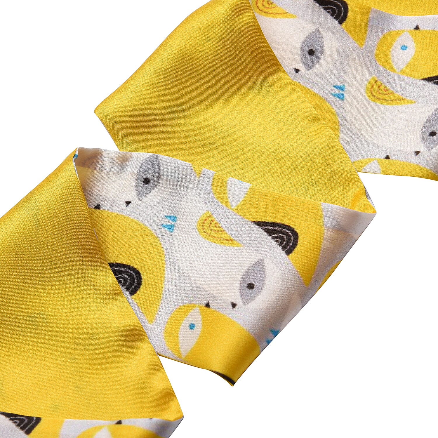 Bird Pattern 100% Mulberry Silk Satin Belt (Size 260 Cm) - Yellow 3650559 4
