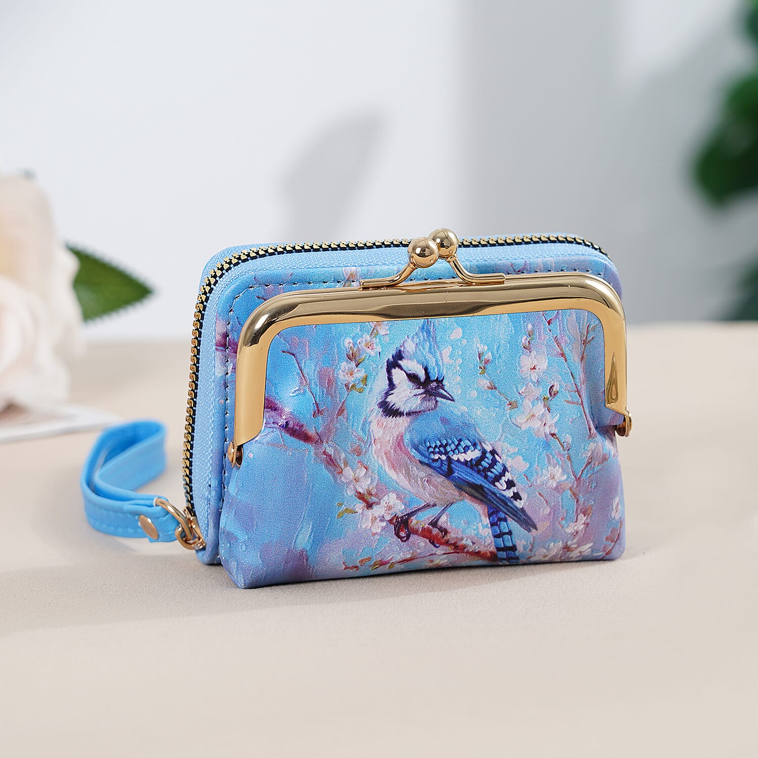 Bird Print RFID Wallet - Light Blue 8252695 2