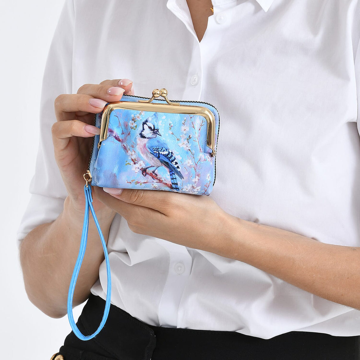 Bird Print RFID Wallet - Light Blue 8252695 4