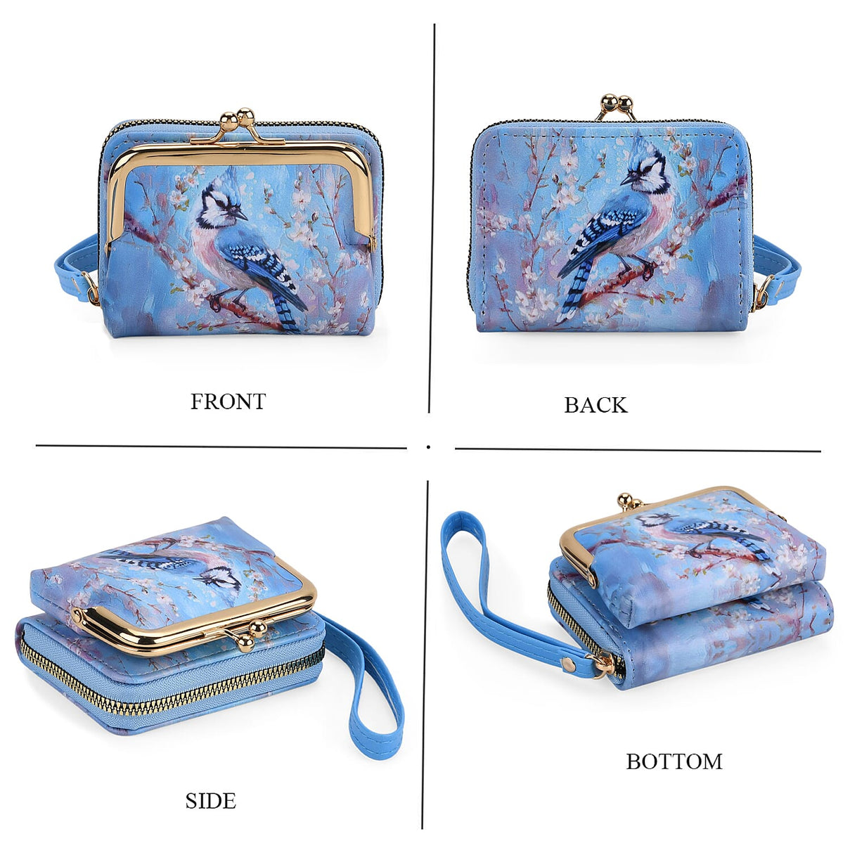 Bird Print RFID Wallet - Light Blue 8252695 5