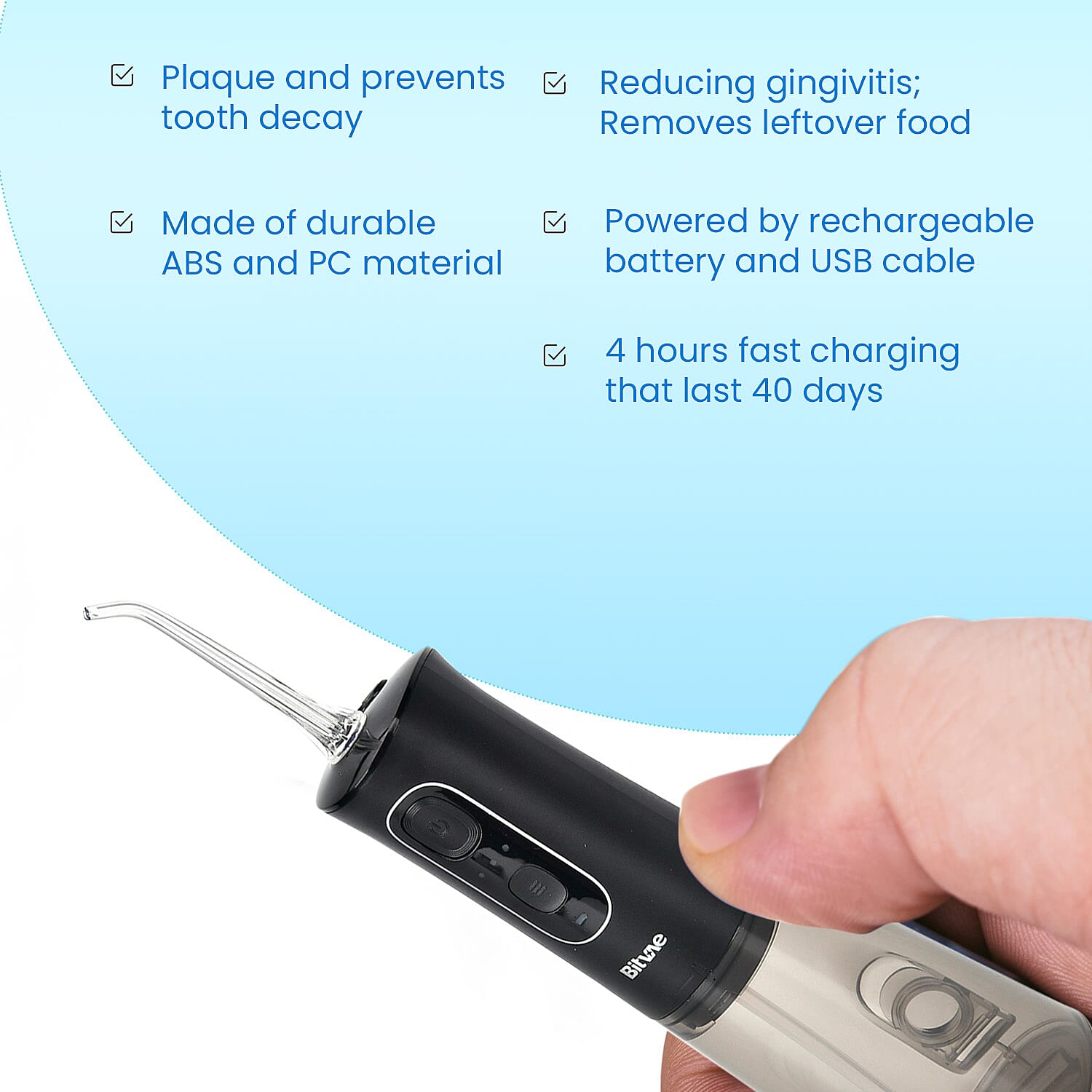 Bitvae Cordless Water Flosser with 5 Nozzles and Tongue Scraper - 3 Pressure Settings 7797949 8