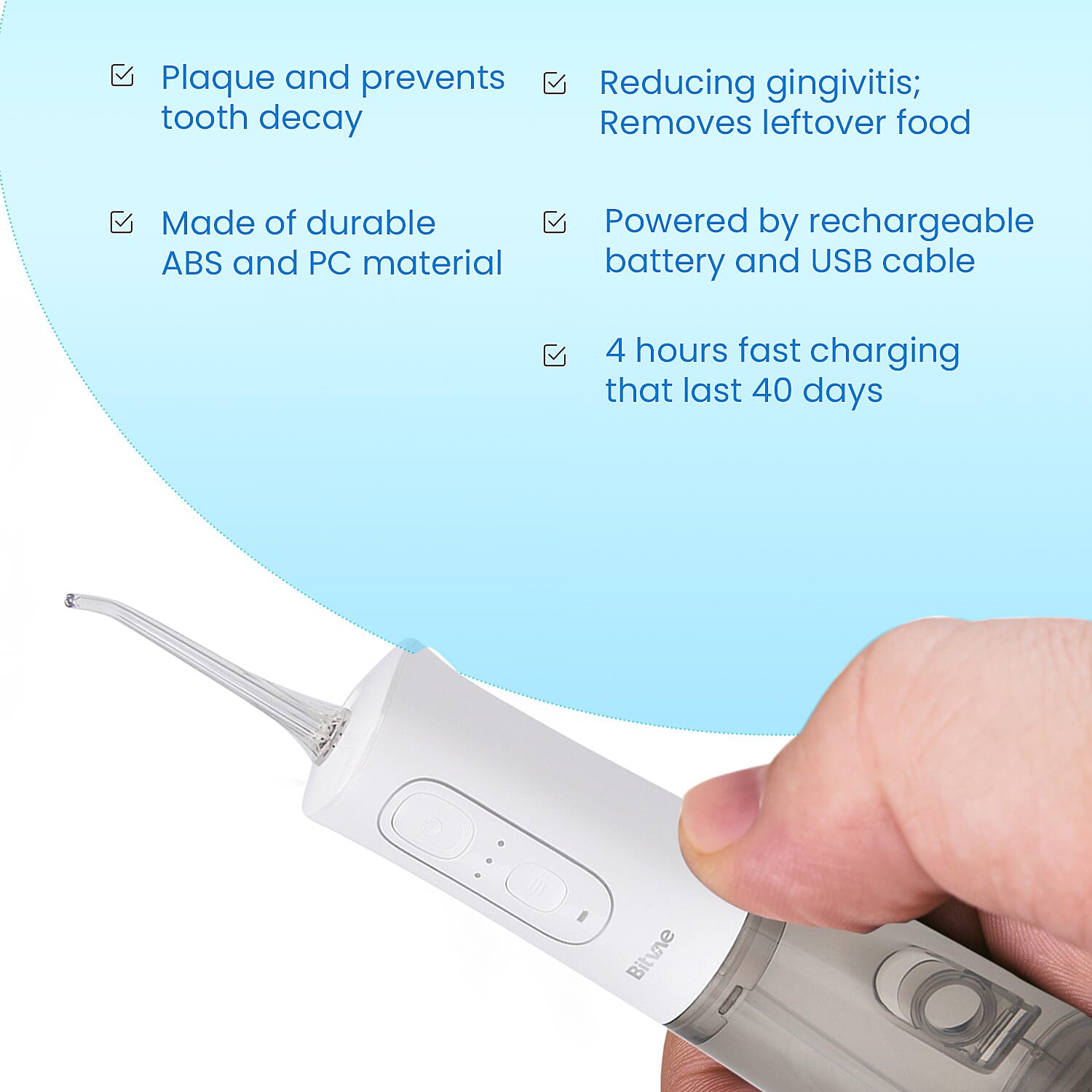Bitvae Cordless Water Flosser with 5 Nozzles and Tongue Scraper - 3 Pressure Settings 7797951 8