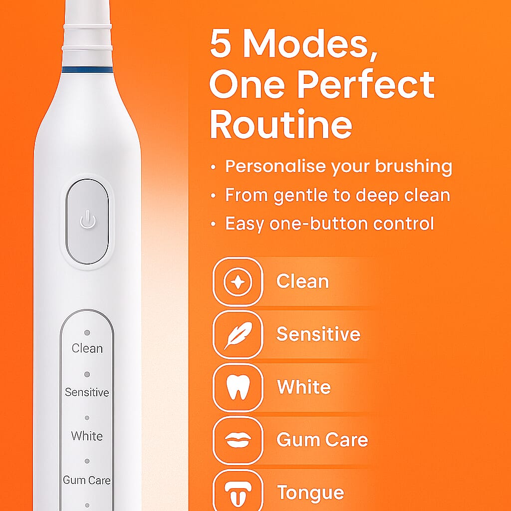 Bitvae: Rotating Electric Toothbrush with 60-Day Battery Life | 5 Modes, USB Charging, 2-Minute Smart Timer and 8 Dupont Brush Heads (IPX7)- WHITE 8243723 3