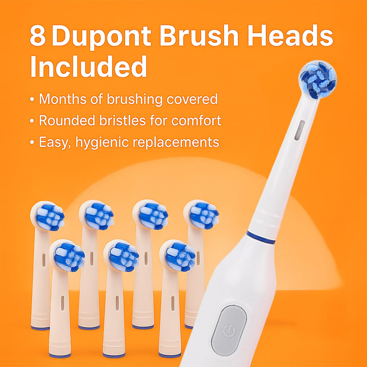 Bitvae: Rotating Electric Toothbrush with 60-Day Battery Life | 5 Modes, USB Charging, 2-Minute Smart Timer and 8 Dupont Brush Heads (IPX7)- WHITE 8243723 5