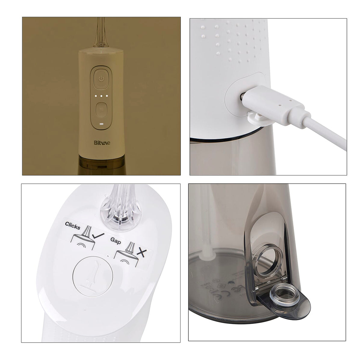 Bitvae Set of Sonic Toothbrush With 4 Replacement Heads, 5 Modes &amp; Smart Timer With Water Flosser With 4 Replacent Heads - White 7797963 9