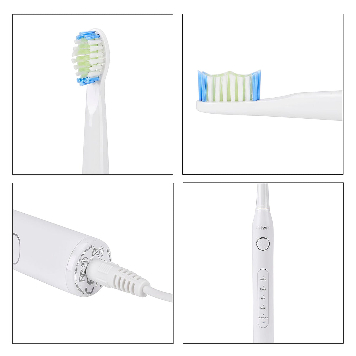 Bitvae Set of Sonic Toothbrush With 4 Replacement Heads, 5 Modes &amp; Smart Timer With Water Flosser With 4 Replacent Heads - White 7797963 18