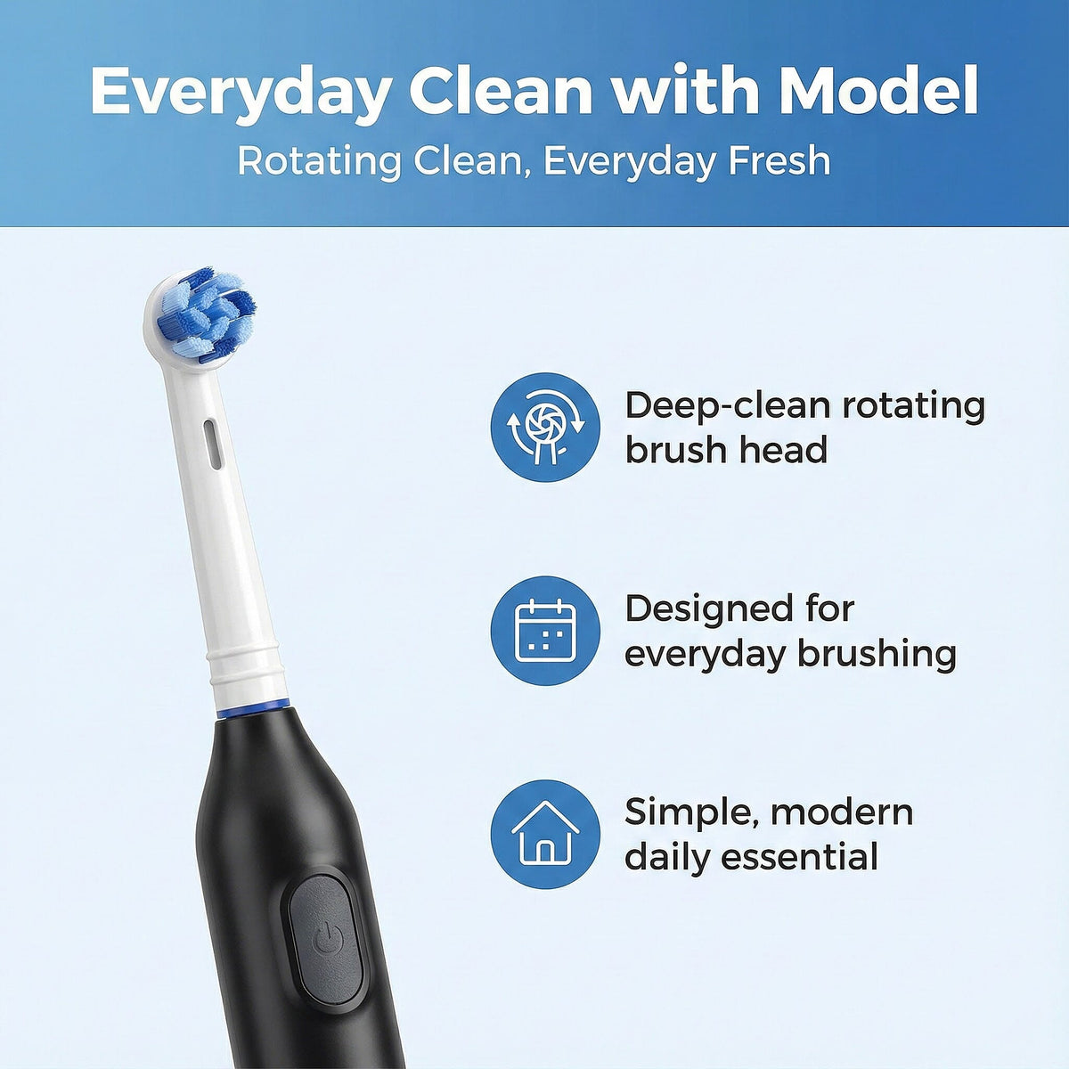Bitvae: Rotating Electric Toothbrush with 60-Day Battery Life | 5 Modes, USB Charging, 2-Minute Smart Timer and 8 Dupont Brush Heads (IPX7) - Black 8243724 3