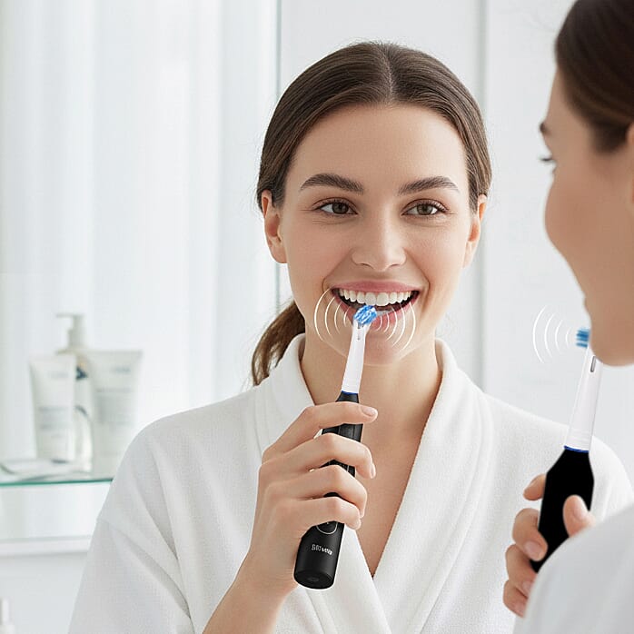 Bitvae: Rotating Electric Toothbrush with 60-Day Battery Life | 5 Modes, USB Charging, 2-Minute Smart Timer and 8 Dupont Brush Heads (IPX7) - Black 8243724 8