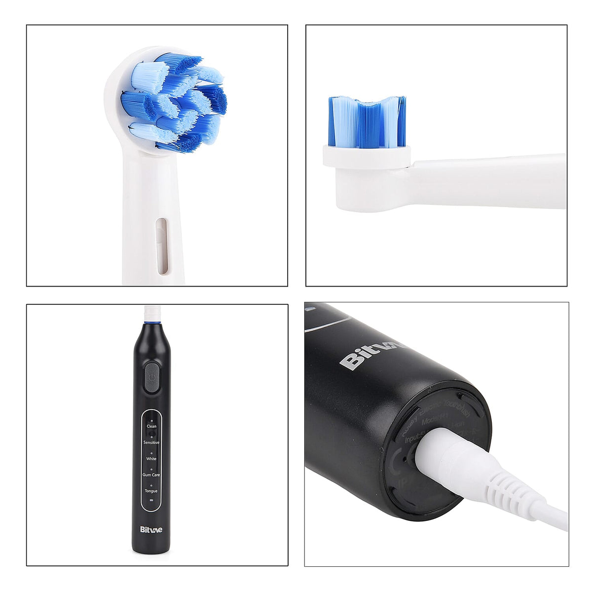 Bitvae: Rotating Electric Toothbrush with 60-Day Battery Life | 5 Modes, USB Charging, 2-Minute Smart Timer and 8 Dupont Brush Heads (IPX7) - Black 8243724 10