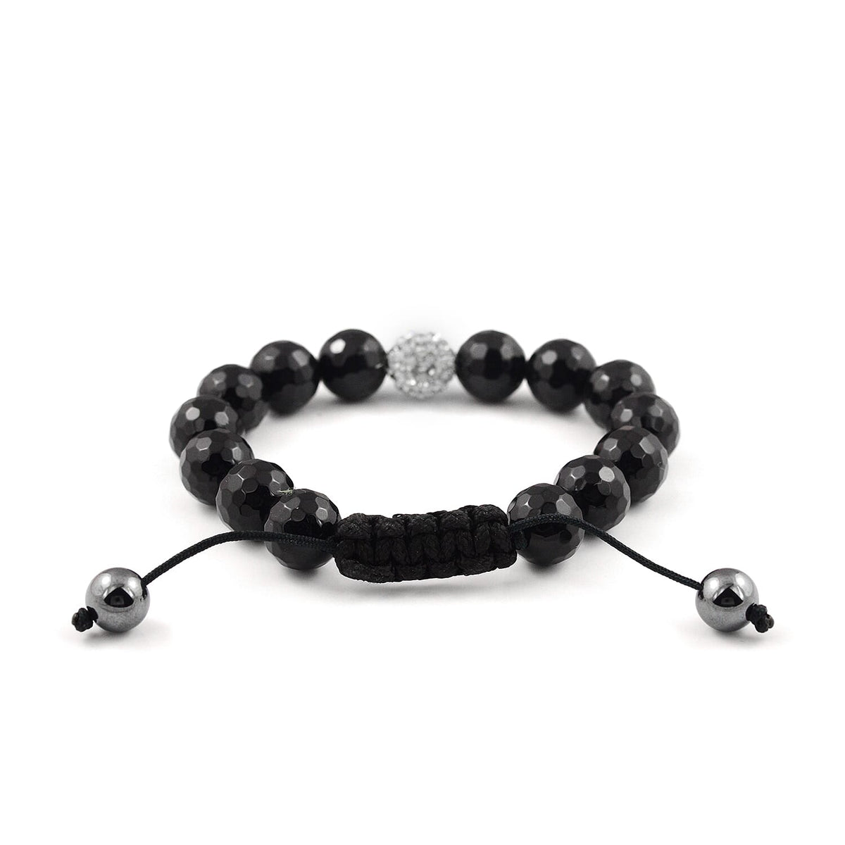 Black Agate Adjustable Beads Bracelet (Size 7.5) 3612548 1