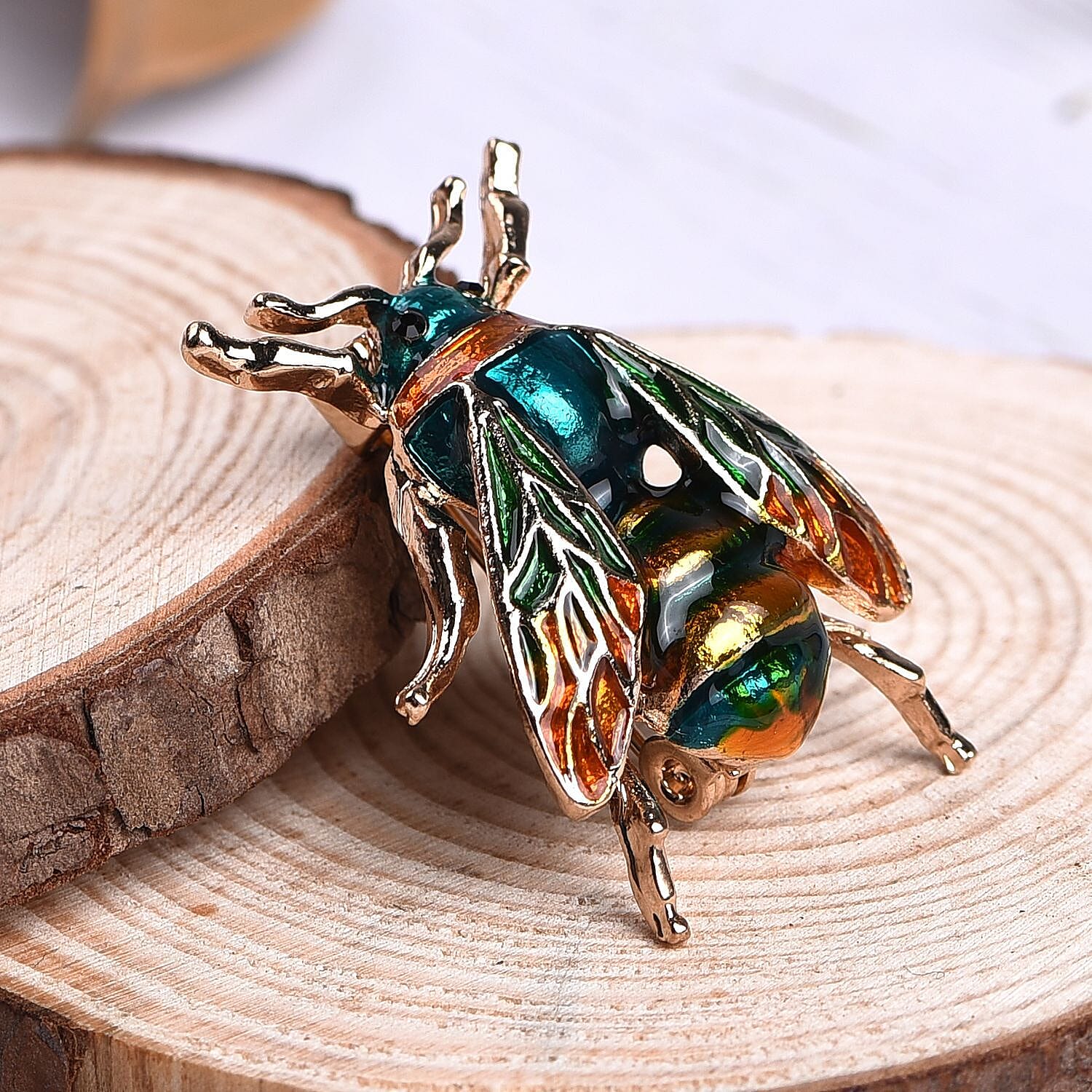 Black Austrian Crystal Enamelled Bee Brooch in Gold Tone 3595123 2