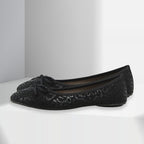 Black Ballerina Bow Tie Ballet Pumps (Size 4)