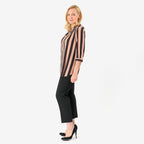 Black Base with Brown Strips Relaxed Fit Shirt (Size - 12) - Brown