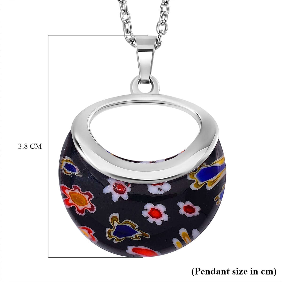 Black Colour Murano Style Glass Necklace (Size - 24) in White Tone V32527390 6