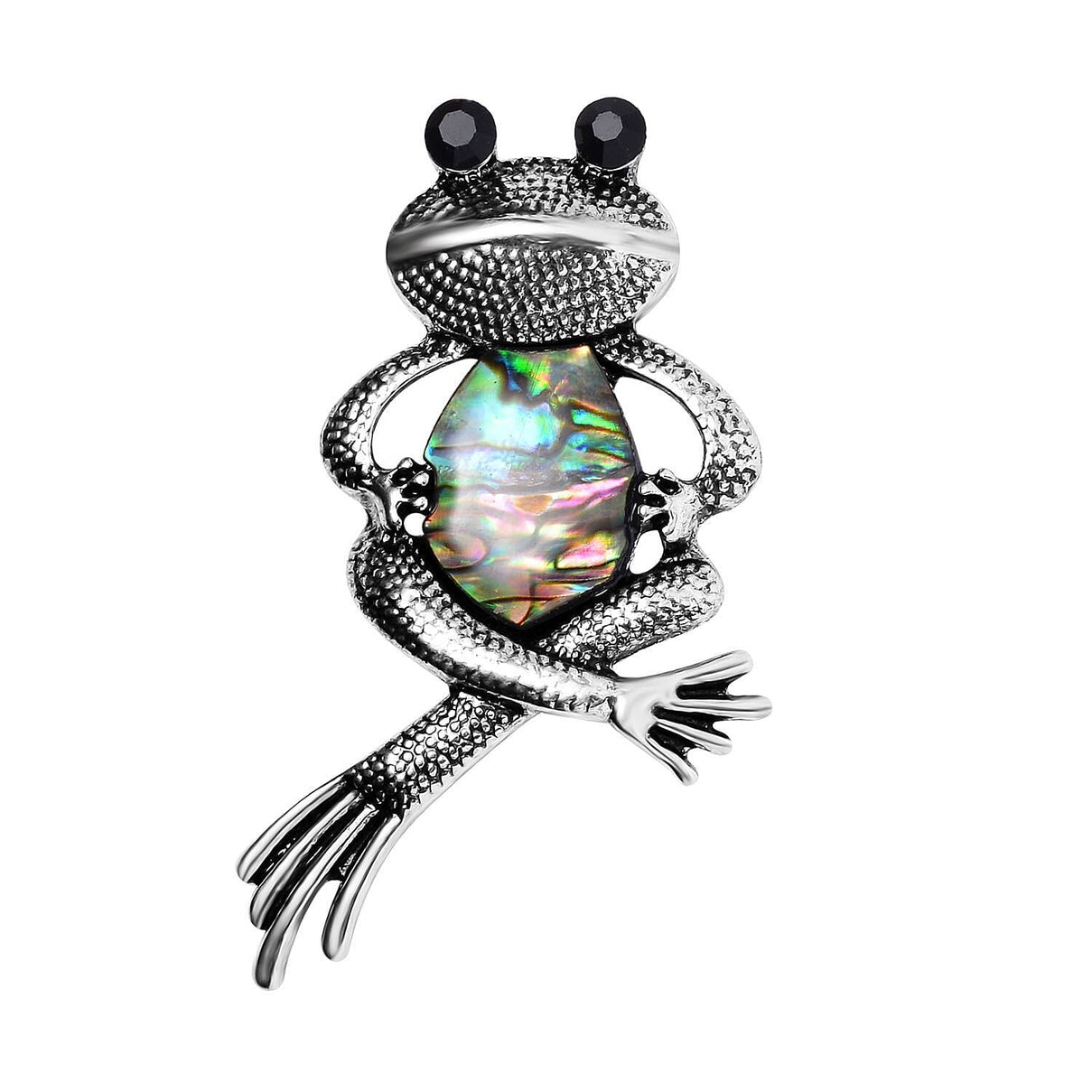 Black Crystal and Abalone Shell Frog Brooch 7639648 0