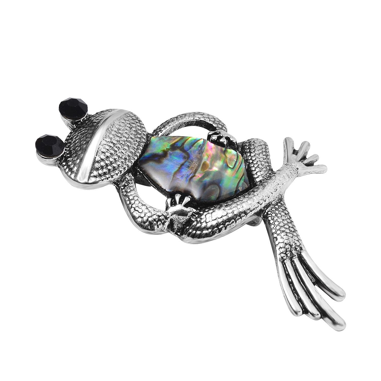Black Crystal and Abalone Shell Frog Brooch 7639648 3